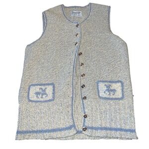 Vintage Goschler Knit Vest L Cottage Core Granny Deer Merino Cashmere